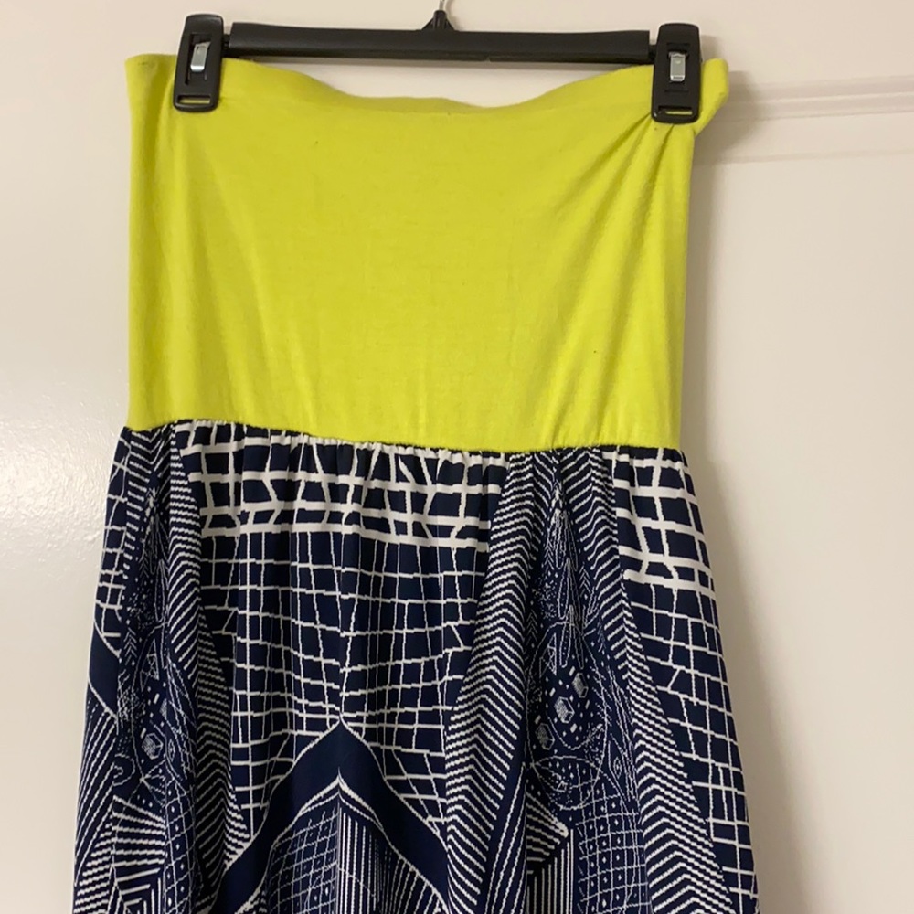 Neon green and blue maxi dress